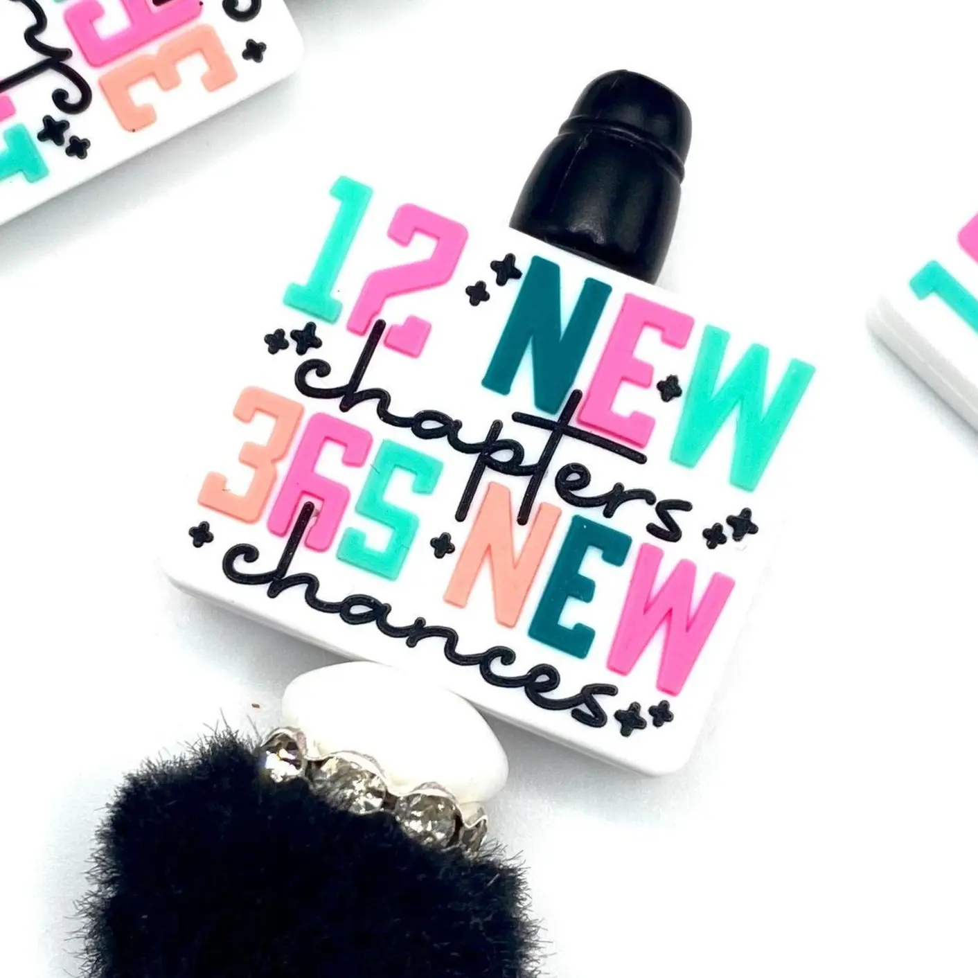 1pc 12 New Chapters 365 New Chances Silicone Focal Beads - Beading & Beadable Pens Keychains DIY Supplies
