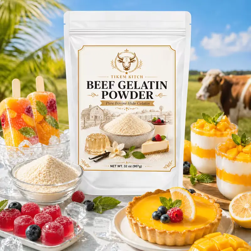 16 oz/454g & 32 oz/907g Unflavored Beef Gelatin Powder, Grass-Fed Bovine Gelatin for Gummies, Marshmallows, Baking, Desserts & Everyday Cooking, Natural Thickening and Gelling Ingredient