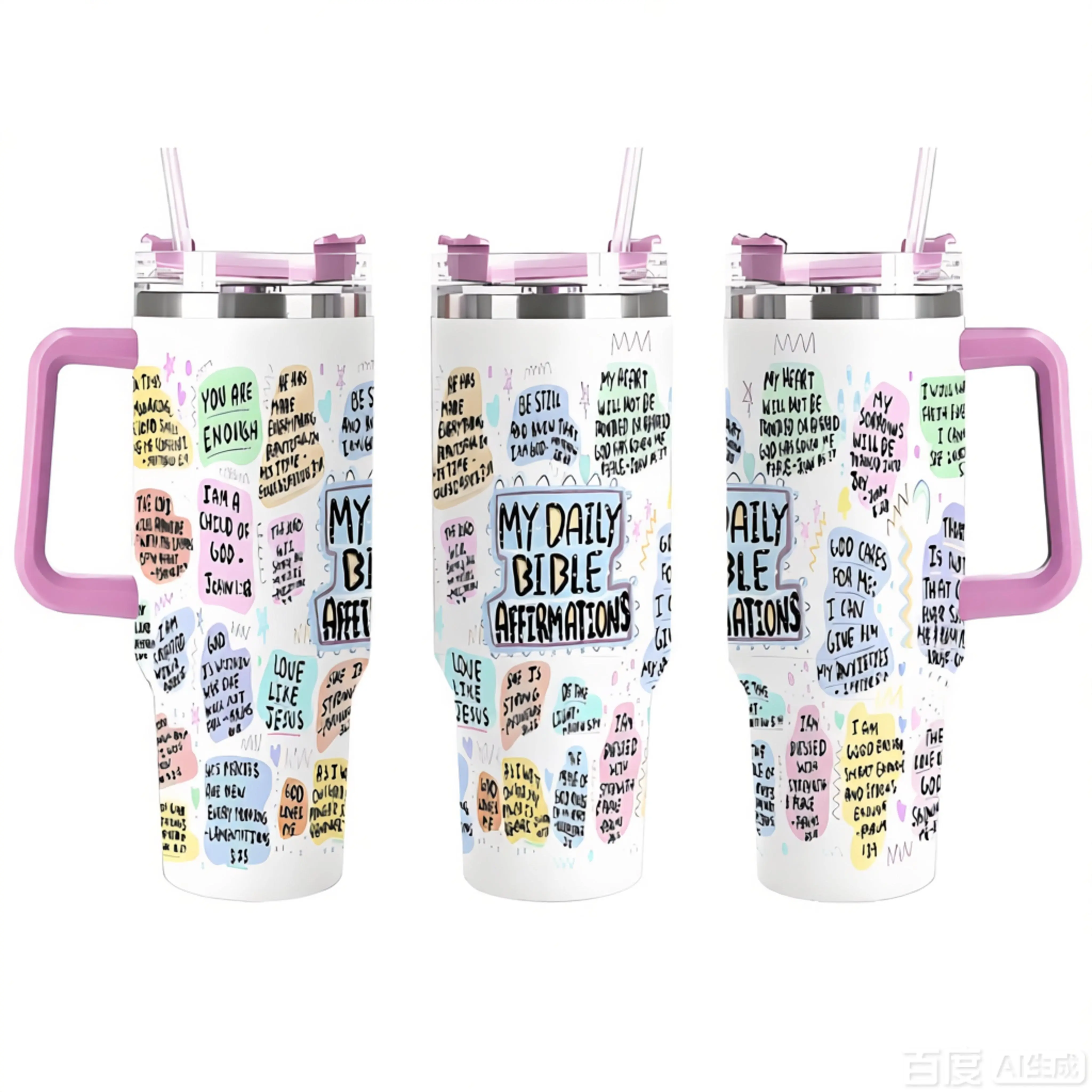Daily Bible Affirmations Tumbler 40oz, Christian 20oz Stainless Steel Cup Inspirational Church Gift Scripture Travel Tumbler Faith Drinkware, God Faith Jesus Religious Scripture Inspirational Cup Mug