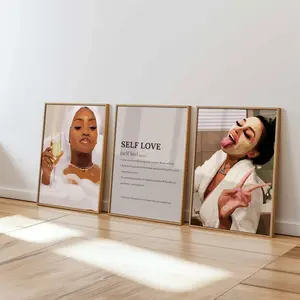 Black Girl Self-Love Bathroom Prints: Empowering Black Woman Art