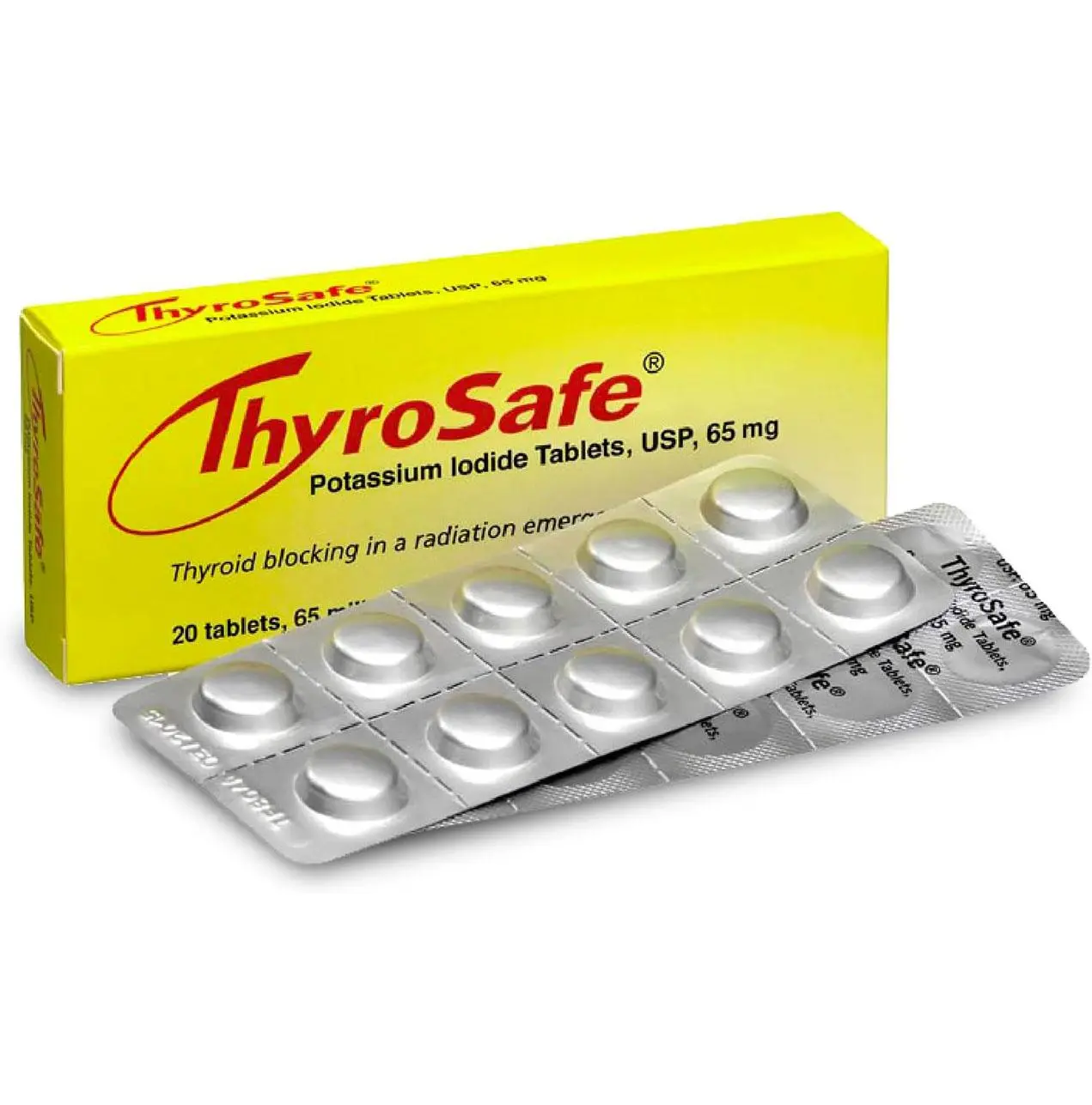 ThyroSafe 65mg Potassium Iodide Tablets (20 Pack) - Protects Your Thyroid from Nuclear Radiation Exposure