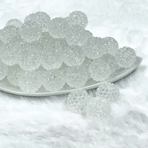 20mm Clear Rhinestone Bubblegum Beads