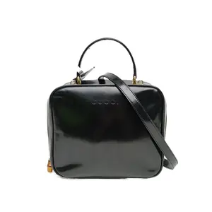 Pre-owned GUCCI 【Dina】GUCCI Black Gold Hardware Vintage Bamboo Box Handbag