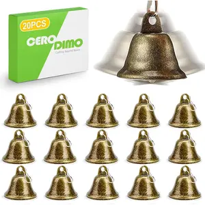 20 PCS Small Brass Jingle Bells with Spring Clips for Crafts, Vintage Bronze Mini Bells with Spring Hooks, Tiny Bells for Dog Collars, Christmas Tree, Wedding, DIY Decoration