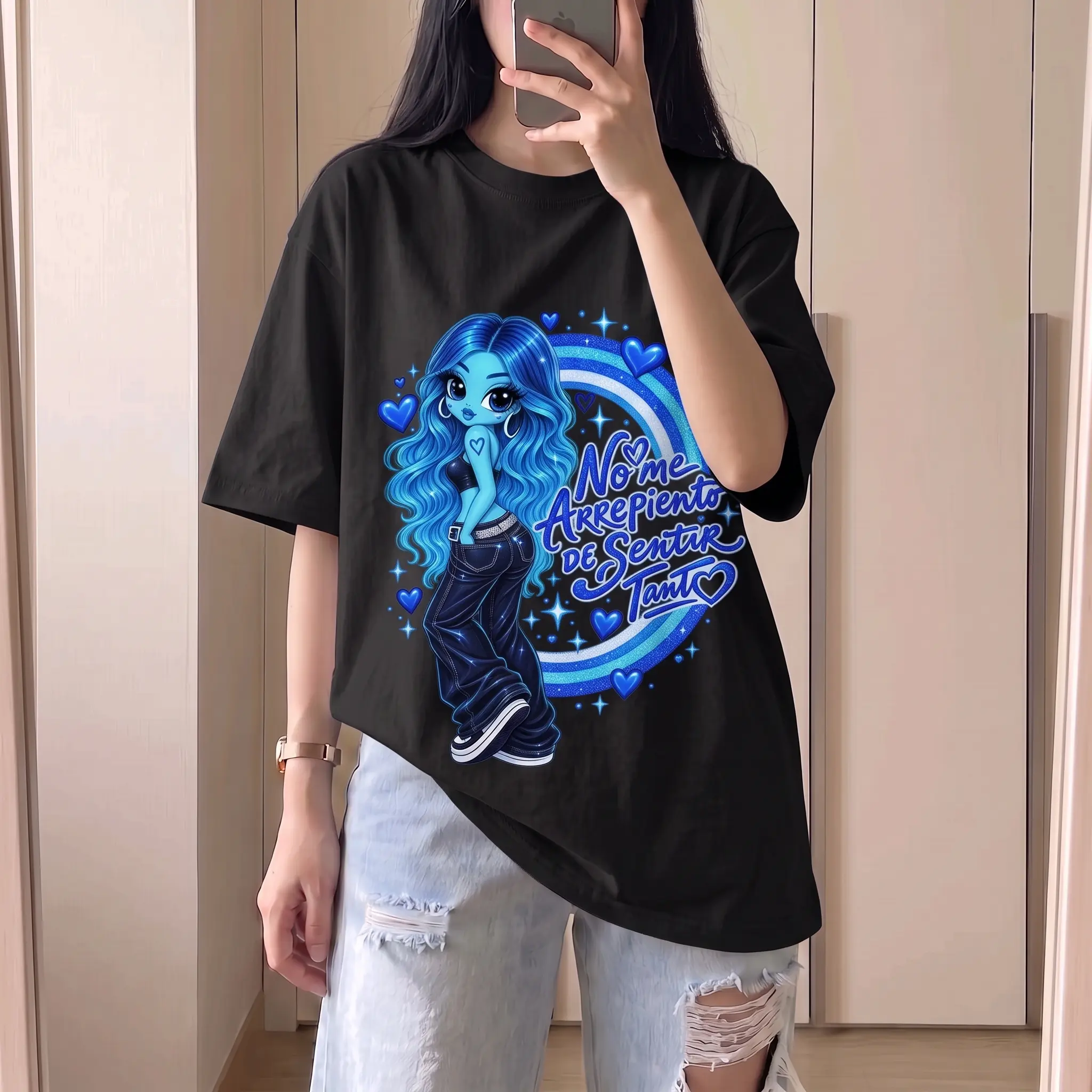 Latin Pop Girl Graphic Oversized T-Shirt, Y2K Music Aesthetic Tee, Concert Style Vintage Shirt