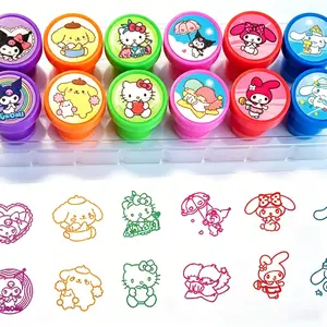 Viral TikTok Sanrio Character Stamps Set of 12 Kawaii Cute Self‑Inking Cartoon Stamps for Journaling, Scrapbooking, Kids Crafts & Party Decor