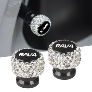4pcs Toyota Rav4 Car Accessories, Diamond Tire Valve Caps, Shiny Lustrous Universal Metal Valve Covers, Stylish Car Accessories