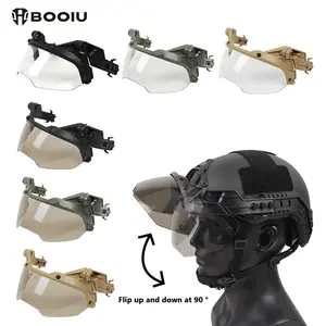 BOOIU Fast Tactical Rail Windshield Glasses, Adjustable PC Anti-Fog Riot Lens, Wear over Prescription Eyeglasses Mich Approved, Outdoor Tactical Glasses