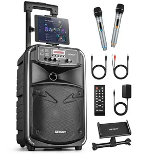 GTSK8-2 Portable Bluetooth PA System – Rechargeable Karaoke Machine with Wireless Microphones, 8" Subwoofer, TWS/FM/LINE-In, Digital Audio Speaker for Android, Crystal-Clear Sound, Noise Reduction, Remote Control, Stereo Output