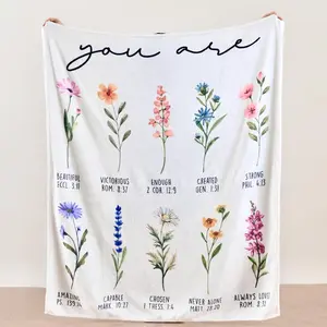 Christian Blanket with God Says You are & Floral Design, Inspirational Religious Gifts for Women - Faith Based Throw Blanket for Mom, Friend, Birthday