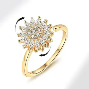 Spinning Sunflower Worry Ring for Anxiety Relief - Perfect Gift for Friendship and Family