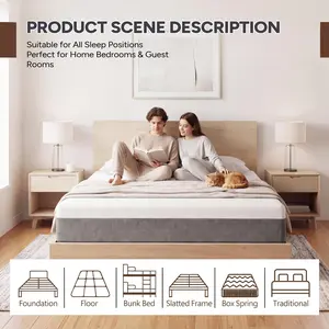 Medium Firm Mattress with Extra-Thick European-Style Top Layer, 10-inch Gel Memory Foam & Separate Foam Hybrid Rolled-Up Box Mattress, Single/Double/Queen/King Sizes, Ergonomic Back & Lumbar Spine Support
