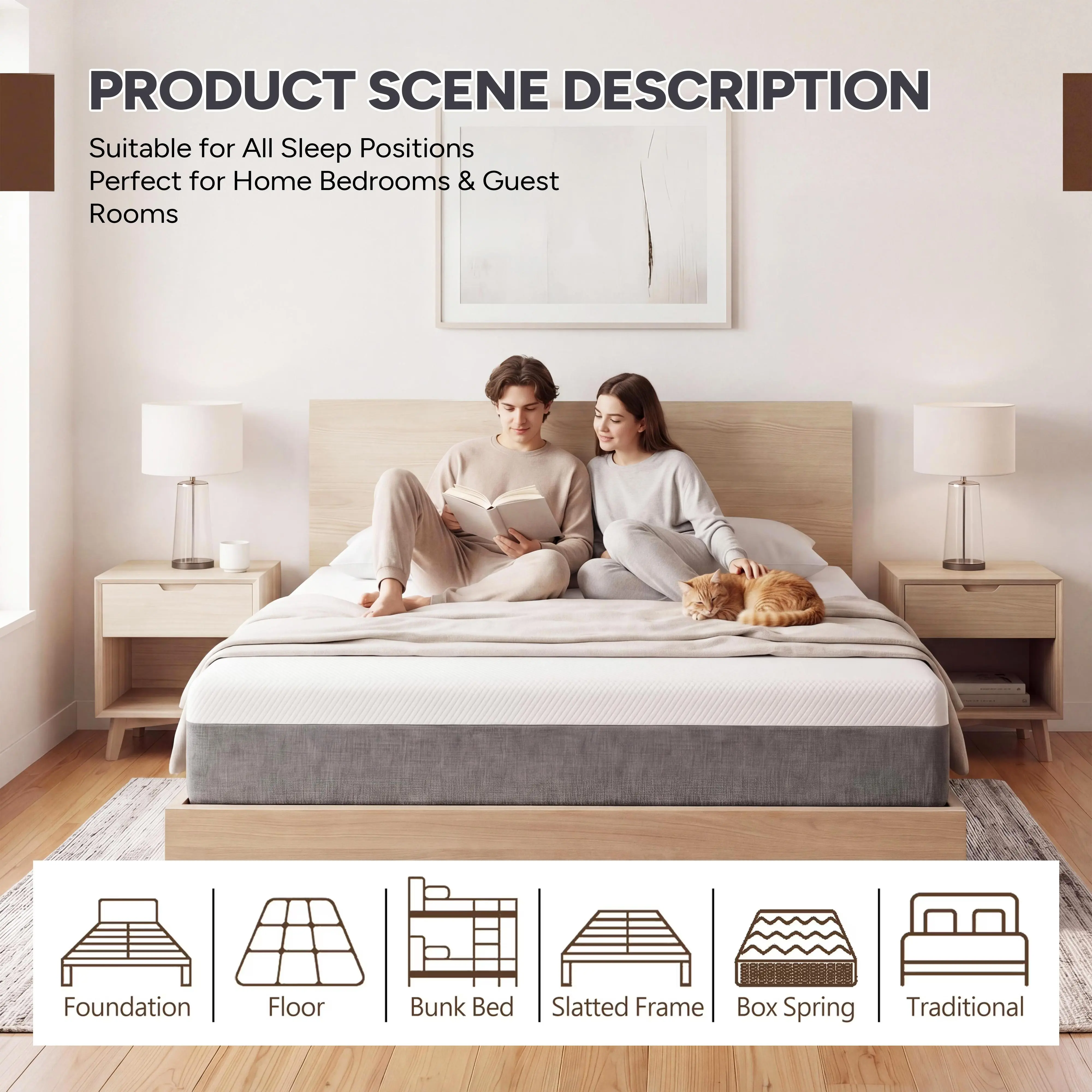【Summer Sale】Medium Firm Mattress with Extra-Thick European-Style Top Layer, 10-inch Gel Memory Foam & Separate Foam Hybrid Rolled-Up Box Mattress, Single/Double/Queen/King Sizes, Ergonomic Back & Lumbar Spine Support cool sleep memory foam mattress