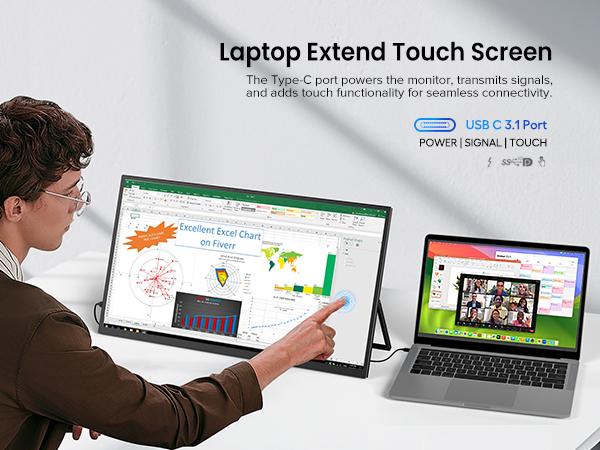 UPERFECT 22 inches 2K 60Hz Portable Monitor; 178° Wide Viewing Angle IPS Screen; Mini HDMI and HE-Type C Interface  Suitable for everyday travel work, gaming, and more; Multimedia display device, laptop accessory.