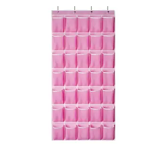 35 Pockets Over the Door Shoe Organizer, Hanging Shoe Organizer for Door with 35 Mesh Pockets Large Capacity Shoe Hanging Storage Bag with 4 Metal Hooks
