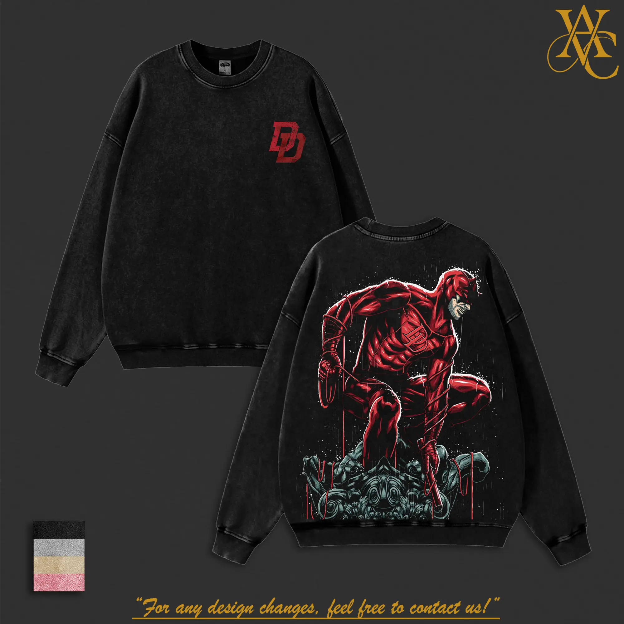 Daredevil Born Again Hero Double Printed Oversize Tshirt Sweatshirt Hoodie heavytweight Acid Washed Tee TV Show Graphic Top Cotton Gift T-Shirt For Comic Lover, Gift T-Shirt For Movie Lover