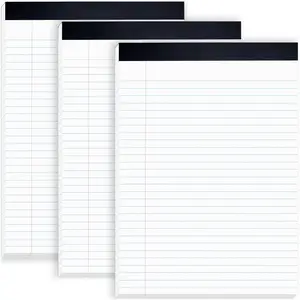 Legal Notepads 8.5 x 11, Pack of 3 - Perforated Wide Ruled Writing Pad -  Thick Paper, No Ink Bleeding - Blank Legal Pads For Home, Office, School, Business - 50 Sheets Per Notebook