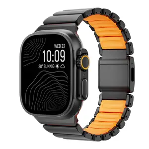 Magnetic Titanium Smart Watch Strap 1-Bead  Buckle for 44/45/46/49mm Silver Finish Lightweight Durable Adjustable Aerospace-Grade Steel Wearable