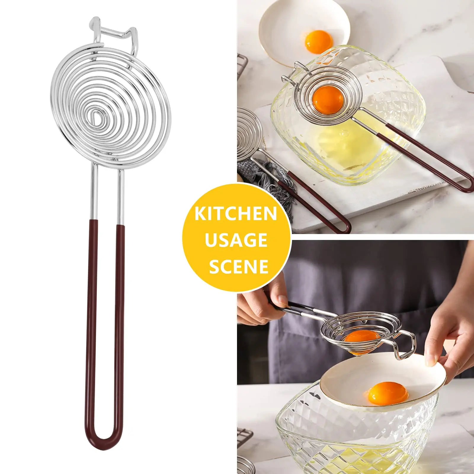 Stainless Steel Egg Separator - Premium Egg Yolk & White Divider Tool with Sifting Filter - Essential Baking Gadget for Cakes, Cooking & Bakeries