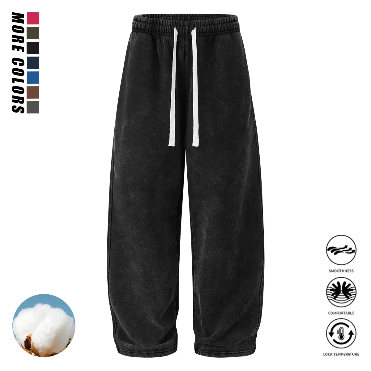 Autumn‑Winter Men's Fleece‑Lined Casual Pants, Thickened Warm Straight‑Leg Trousers with Soft Versatile Lining, Outdoor Sports Pants, Windproof & Durable, Adjustable Drawstring Waist, Regular Fit for Outdoor Activities & Cold Weather