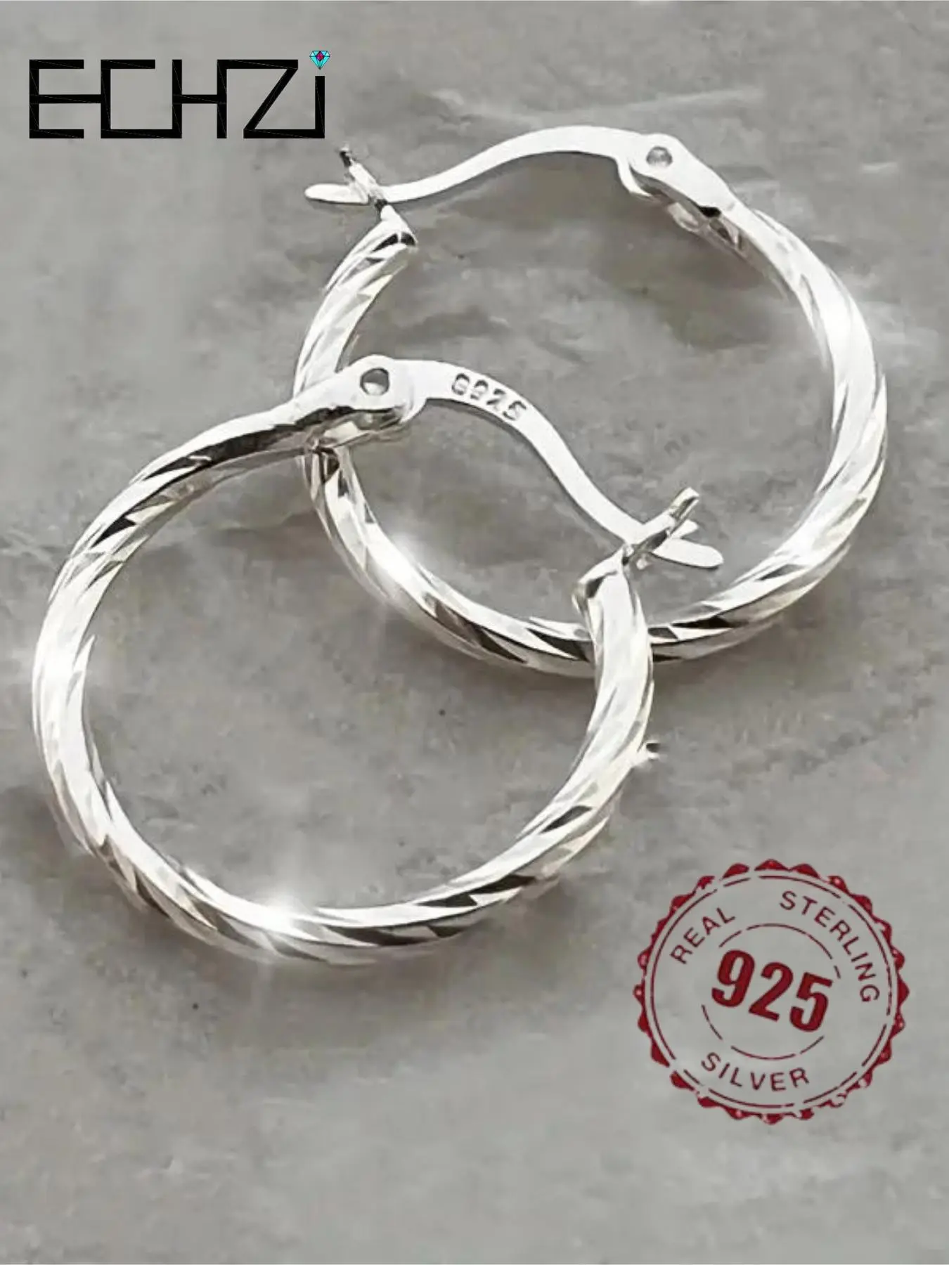 925 Sterling Silver Minimalist Texture Metal Design Hoop Earrings, Classic Style Earrings for Women Party, Daily Clothing Decor, Perfect for Gift, Fashionable Hoop Earrings, Hoop Jewelry