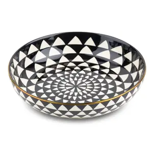 Stoneware Serve Bowl, Medallion, 11.42 x 11.42 x 2.64 Inches