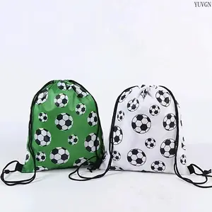 Soccer Print Drawstring Backpack, Lightweight Football Pattern Sports Sackpack, Durable String Storage Bag for Gym, Training, Outdoor Activities & Daily Use