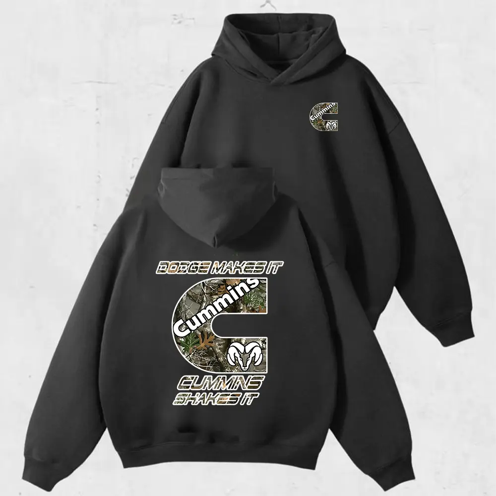 Cummins Diesell Hoodie with Camo Logo, Dodge Ram Truck Graphic Hoodie for Men, Outdoor Mechanic Style Pullover, Gift for Pickup Lovers and Diesell Fans