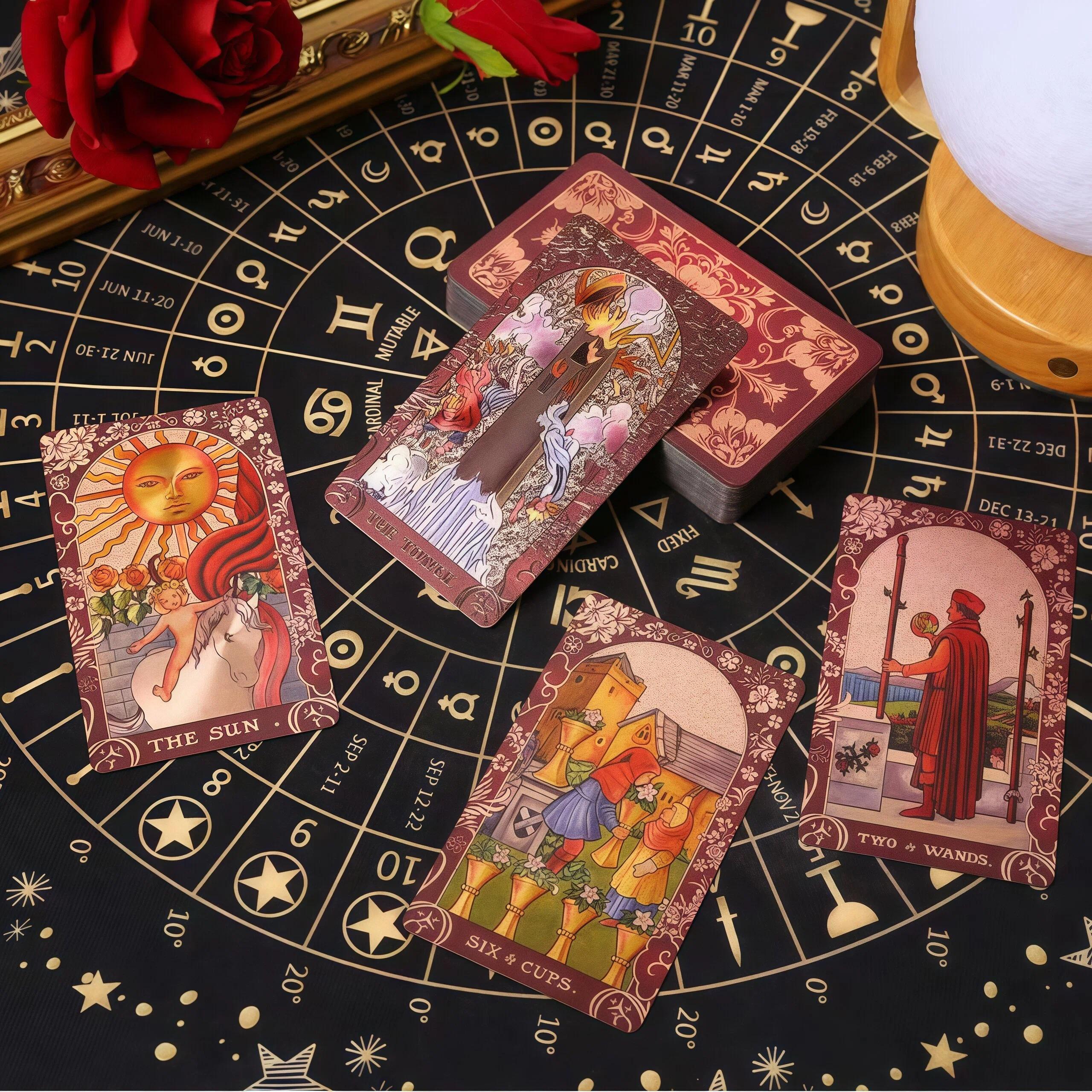 Tarot Cove Pink Holographic Tarot Deck Gold Foil Color Shifting Waterproof Cards Complete Gift Set with Guidebook Luxury Box Tarot Cove Pink Holographic Tarot Deck Gold Foil Color Shifting Waterproof Cards Complete Gift Set with Guidebook Luxury Box