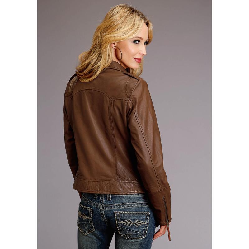 Women's Stetson Brown Leather Western Motorcycle Jacket