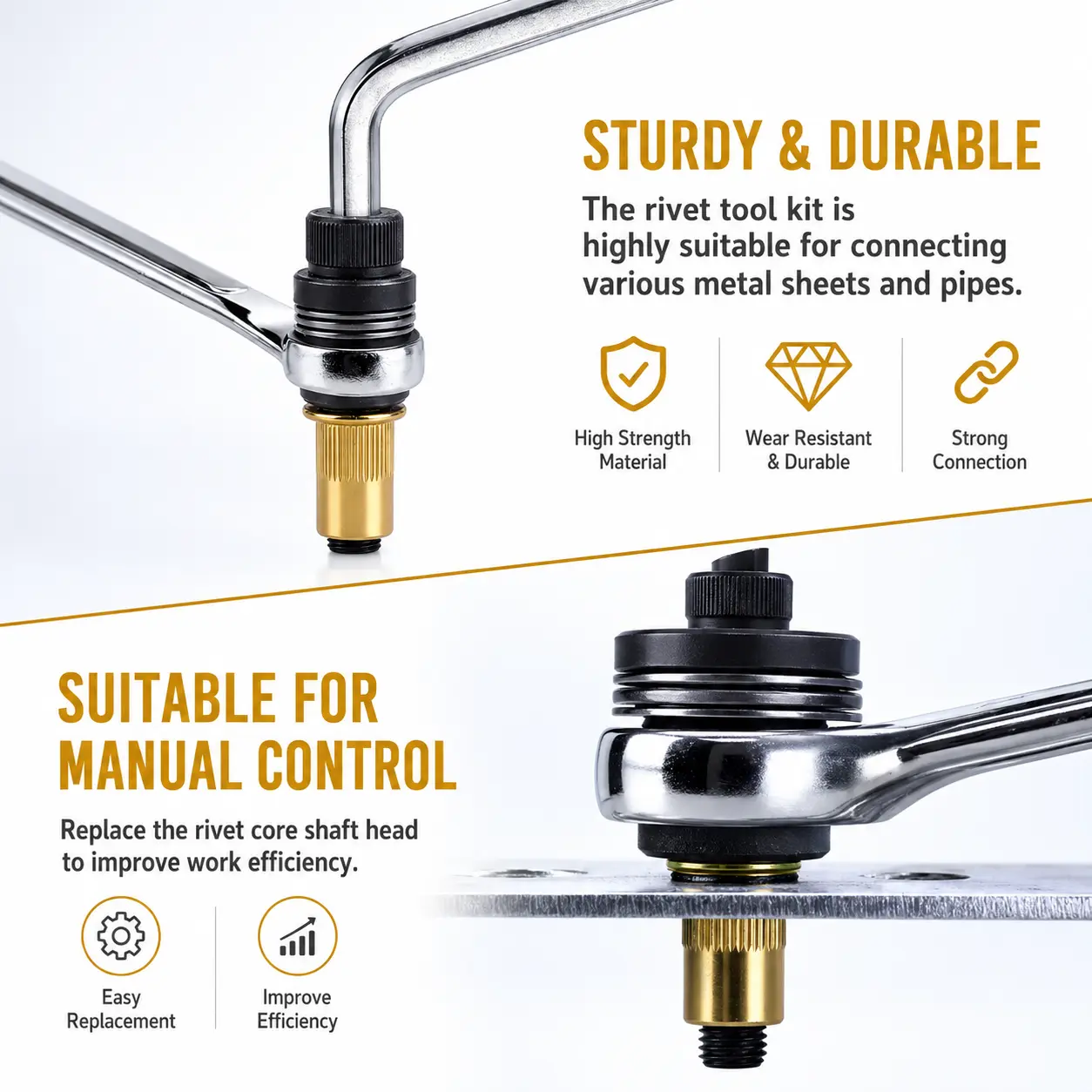 Rivet nut tool accessory in use
