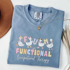 Comfort Colors Funny OT Silly Goose Fun in Functional Comfort Colors T-Shirt for Occupational Therapist Therapy Assistant Student OT Graduation Gift Cotton Fabric Top Tshirt Womenswear Medium