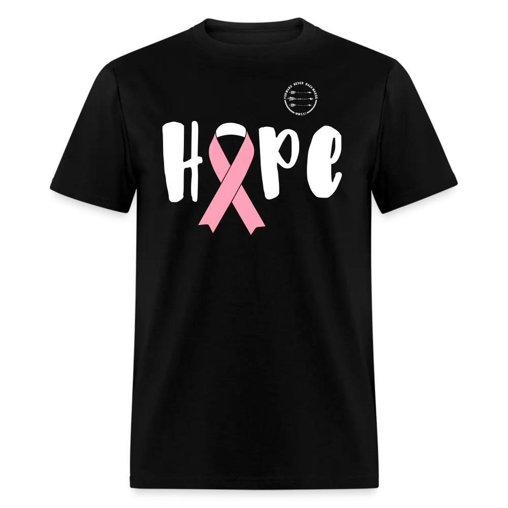 FNB Hope Shirt White typography, iconic pink ribbon design, sleek forward-never-backward logo.  Wear your support with pride. ️ Grab yours now and make a difference! #BreastCancerAwareness #Support Womenswear Crewneck Shortsleeve Tops