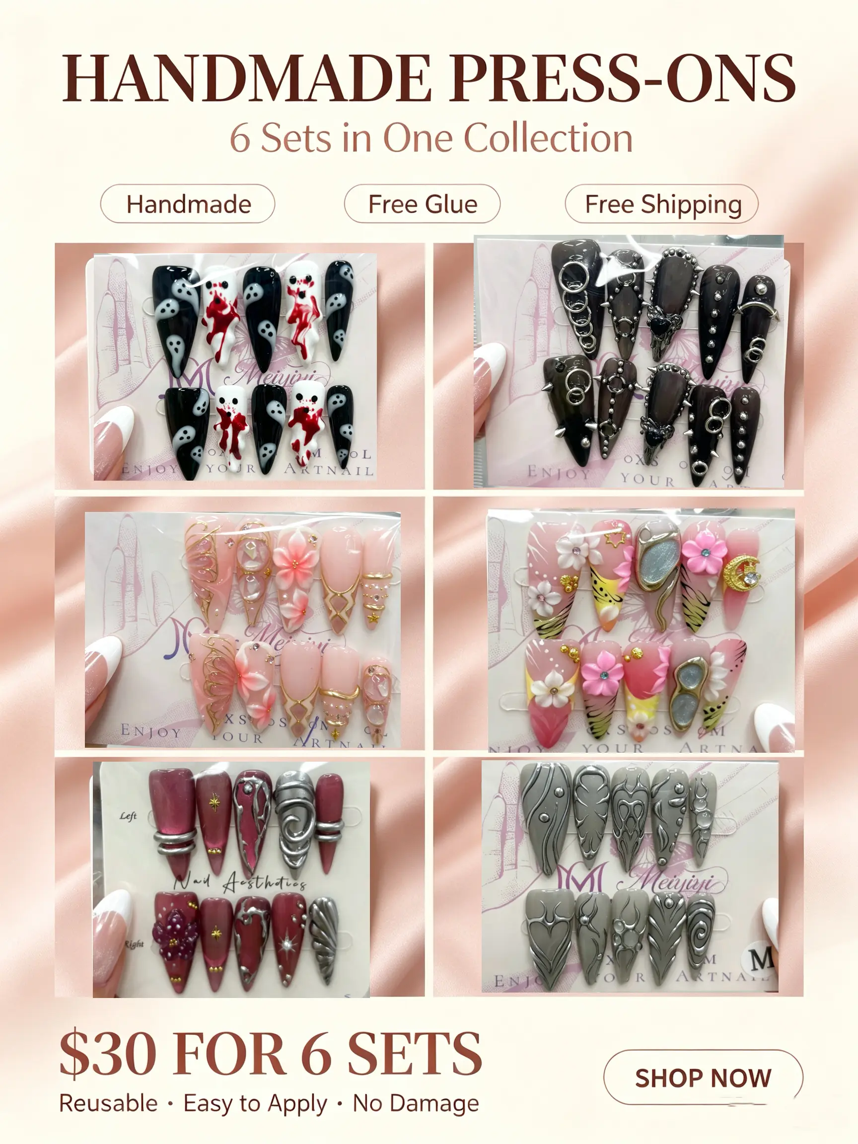 Fancia(20296)gc.All Stiletto+ Premium Press On Nails | $30 For 6 Sets+Free Shipping Fee&Glue