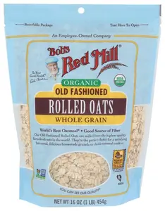 Bob’s Red Mill Organic Old Fashioned Rolled Oats 16 oz - Whole Grain, Natural Fiber, Versatile for Breakfast & Baking