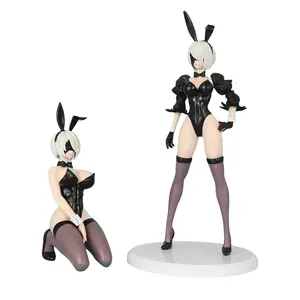 14- 23cm 2B Bunny Version Warrior Costume Anime Figure Collectible PVC Model Toy Statue Doll Desktop Decoration Adult Gift Bunny Ear Figure Bedroom Decorative Ornament