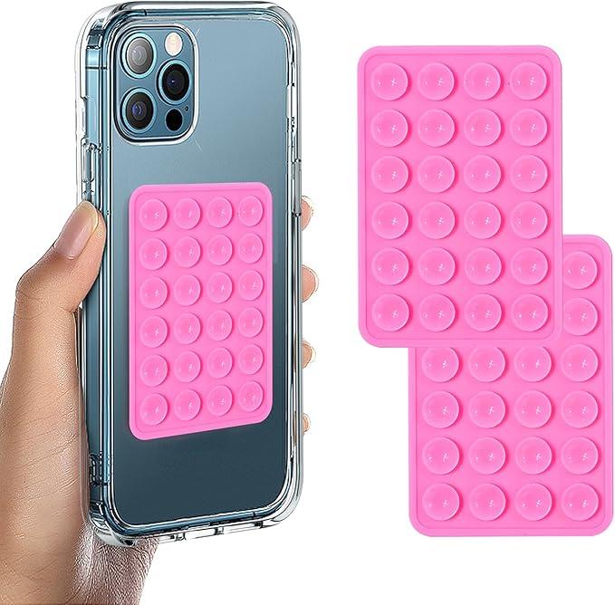 2 Pack Silicone Phone Grip Holder, Non Slip Sticky Grip For Cellphone, Silicone Adhesive 24 Suction Cup Phone Mount, Hands-Free Mobile Holder For Selfies and Videos, Strong Grip For Smartphones.