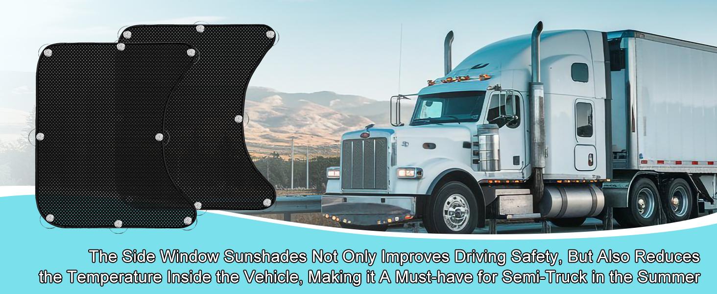 2pcSemi Truck Side Window Sun Shade for Freightliner Volvo VNL International Trucks RV | Semi Truck Accessories, Sunshade UV Protection, Keep Interior Cool