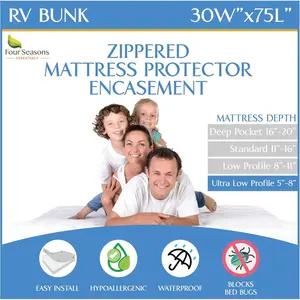 Bunk Mattress Encasement (30" W x 75" L) - Waterproof Zippered Protector - Cot Size Low Profile Fits 5" to 8" Thick - Hypoallergenic Premium Bed Cover Protects from Dust Allergens