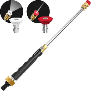 High Pressure Water Gun for Garden Hose – Includes 2 Spray Nozzles & Long Wand | Power Jet Sprayer with Portable Design for Car Washing, Garden Watering & Outdoor Cleaning