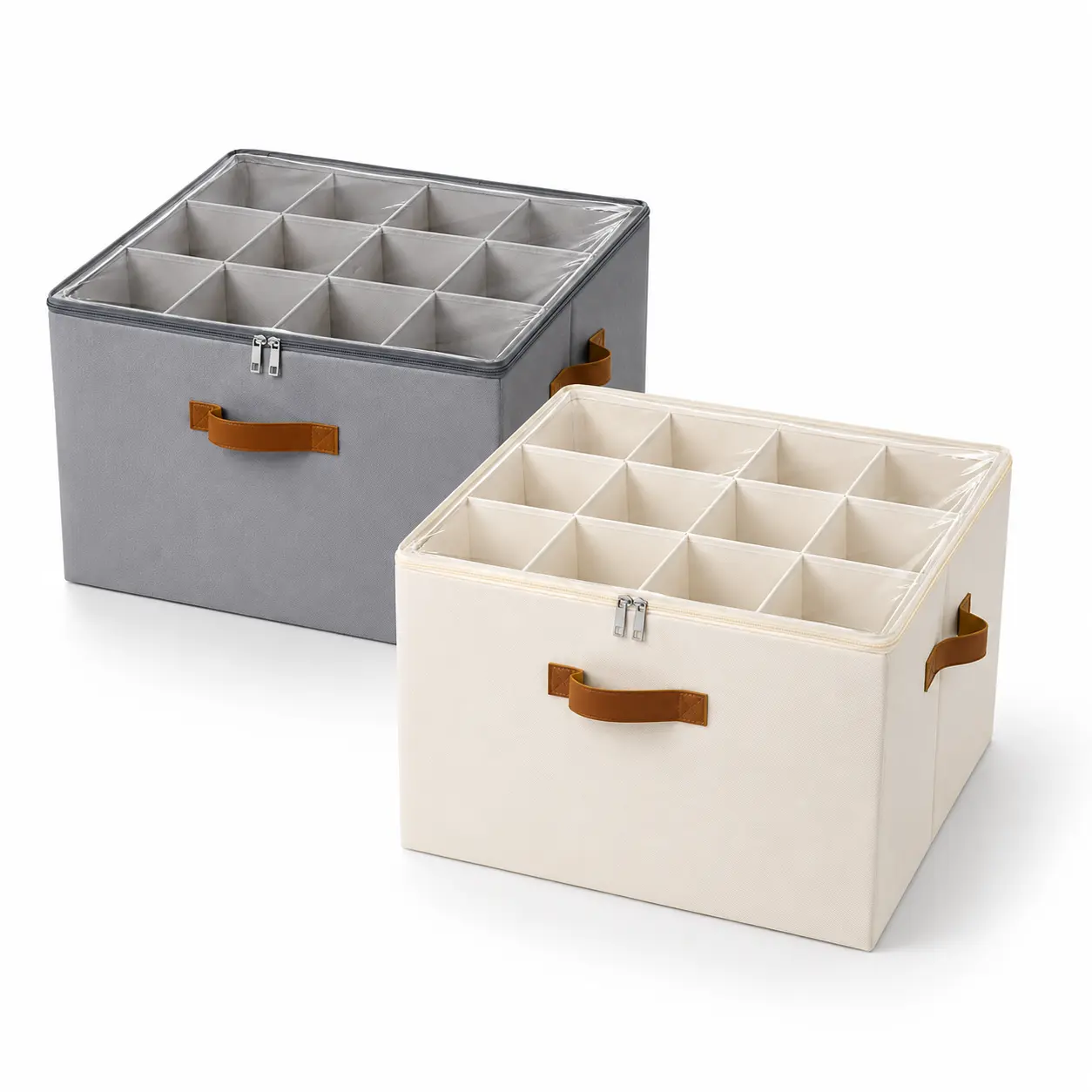 Shoe Organizer for Closet – Fabric Storage Boxes with Clear Lid, Foldable & Adjustable Dividers, Space-Saving Storage for Bedroom, Dorm, Under-Bed, Entryway, Fits 8-16 Pairs