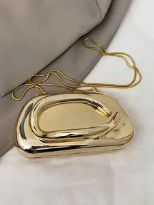 1-Piece Simple Casual Retro Atmospheric Elegant Hand-Held Evening Bag Box Bag Chain Shoulder Strap Shoulder Messenger Bag Party Party Advanced Simple Small Bag