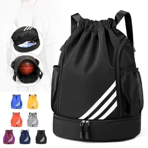 Storage Bag Basketball Bag Large-Capacity Gym And Swimming Bag Drawstring Football Bag Double-Shoulder Sports Backpack