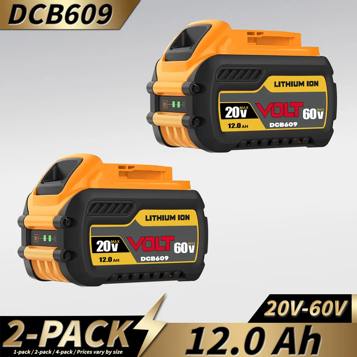 12.0Ah Power Tool Batteries - Replacement for Dewalt 20V/60V Cordless Tools, Compatible with DCB606, DCB609, DCB612, Batteries Only, Easy Installation for Cordless Users, Father's Day Gift
