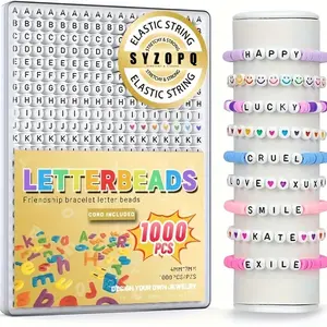 900pcs Letter Bead Set, 4x7mm Acrylic Alphabet Beads for Jewelry Making, Heart Shape Beads for Friendship Bracelets