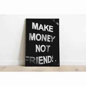 Wealth and Motivation Artistic Print – Frameless Canvas Design with Cash and Dollar Symbols, Curated for Luxury Wall Décor to Enhance Ambition-Driven Room Atmospheres.