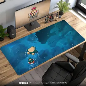 Snorlax & Gyarados Shadow Mouse Pad - Peaceful PokÃmon Desk Mat, Munchlax Gaming Gift, Kanto Water Scene Decor