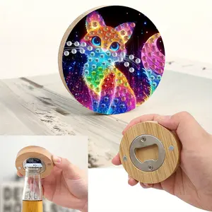 Wooden Magnetic Bottle Opener Bottle Opener & Diamond Painting Fridge Magnet Diamond Painting Refrigerator Magnet Bottle Opener Decorative Kitchen Tool DIY Craft Project for Fridge Decoration & Gifts