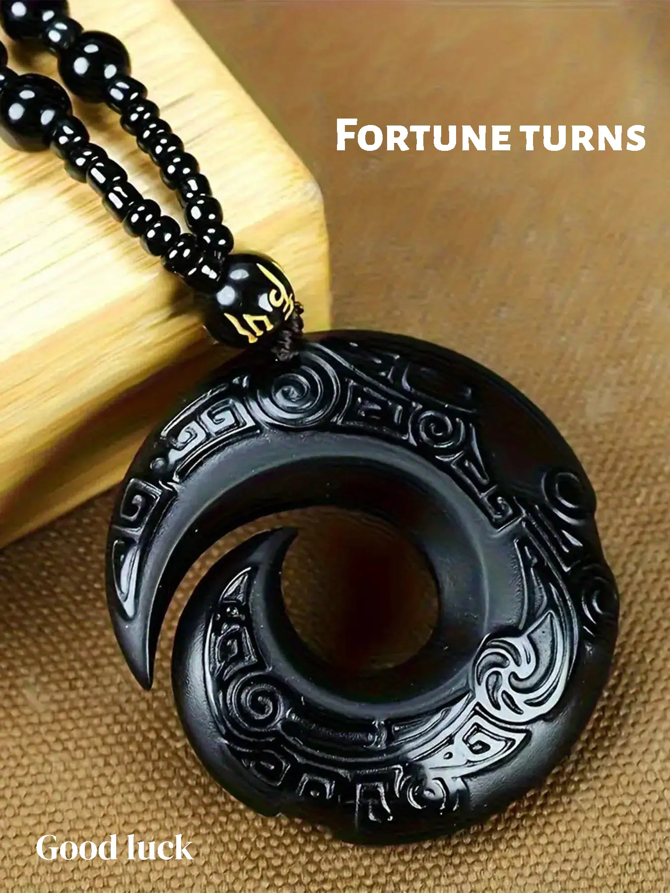 Obsidian Pendant Charms Necklace, Unisex Lucky Charm Jewelry, Casual Fashion Accessory, Perfect Holiday Gift for All Seasons