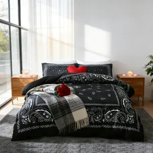3pcs Black & White Paisley Print Bedding Set, Includes 1 Duvet Cover + 2 Pillowcases No Insert, Comfortable Sleep, Perfect Gift for Dorm Room, All Seasons